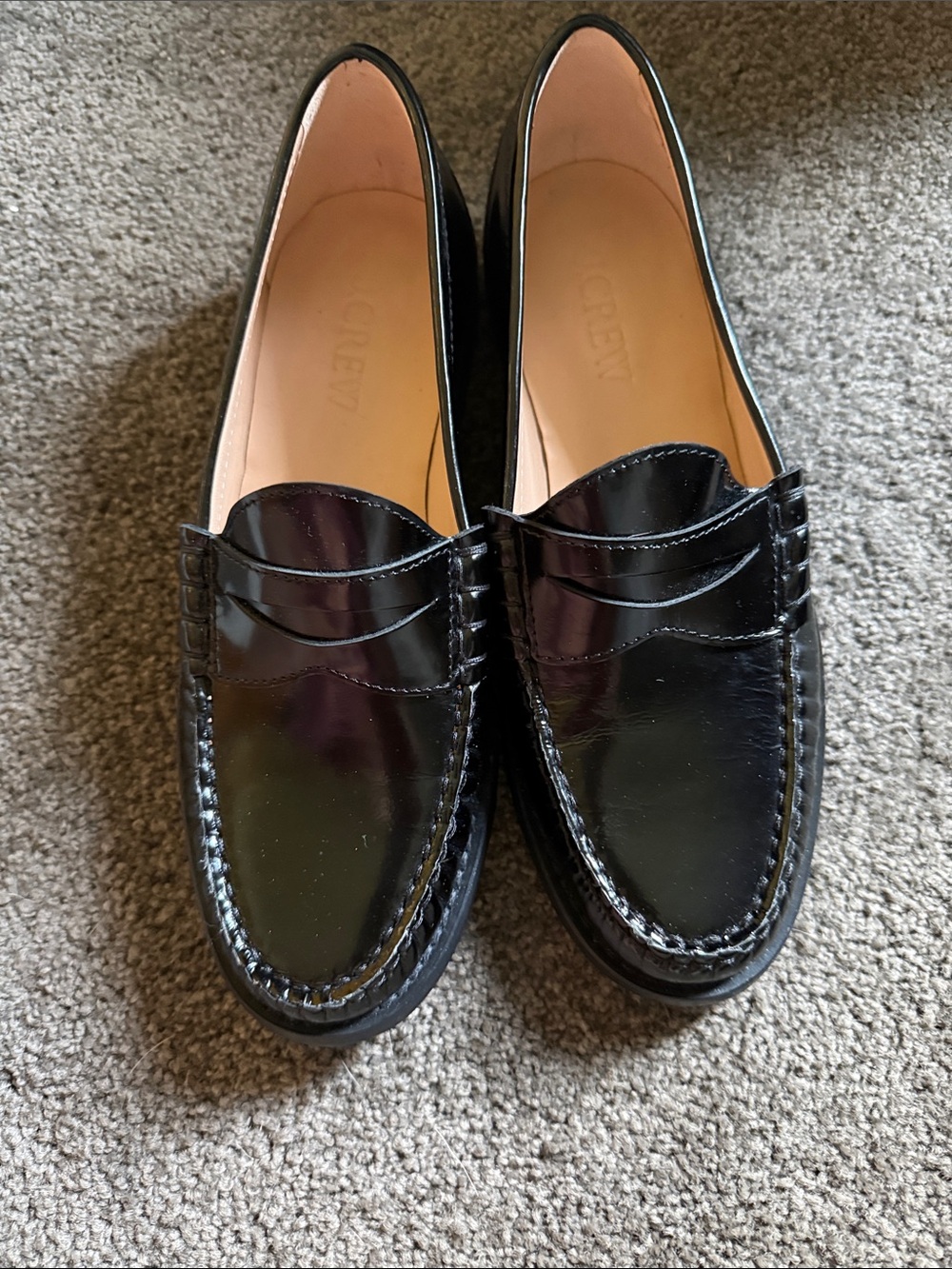J. Crew Black Patent Leather Penny Loafers
